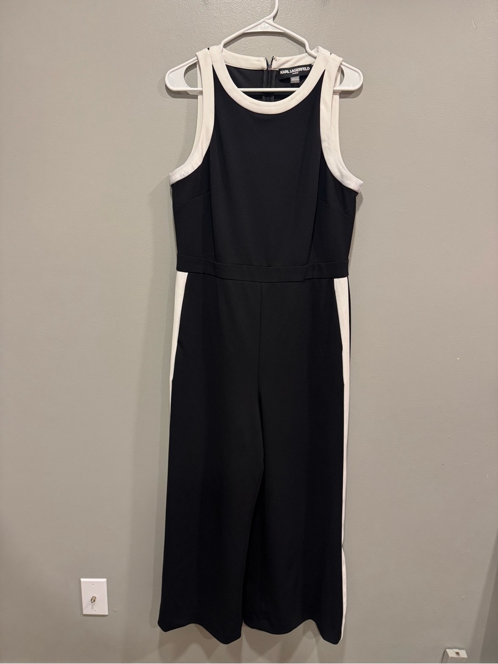 Karl Lagerfeld Striped Jumpsuit in Black and White Size 12